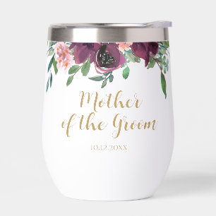 Elegant Floral Mother of the Groom Wine Tumbler