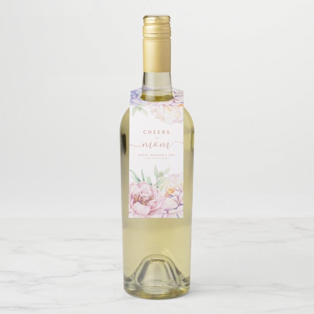 Elegant Floral Mother's Day Bottle Hanger Tag (On Bottle)