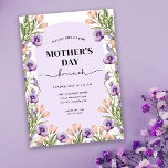 Elegant Floral Mother's Day Brunch Invitation<br><div class="desc">An elegant Mother's Day Brunch invitation featuring a border of purple and peach spring flowers.</div>