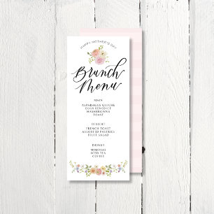 Elegant Floral Mother's Day Brunch Menu Invitation