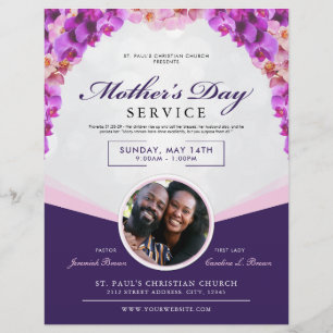 Elegant Floral Mother's Day Church Service Flyer