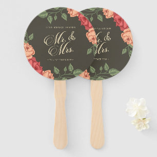 Elegant Floral Mr & Mrs Wedding Hand Fans