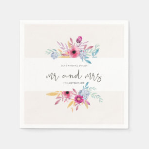 Elegant Floral Mr & Mrs Wedding Paper Napkin