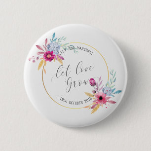 Elegant Floral Mr & Mrs Wedding   Pin Button