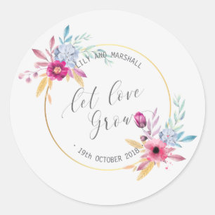 Elegant Floral Mr & Mrs Wedding Sticker Seal