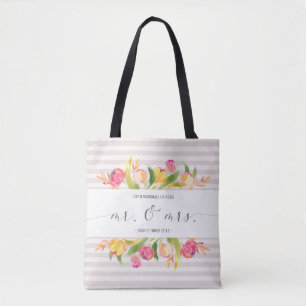 Elegant Floral Mr & Mrs Wedding   Tote Bag