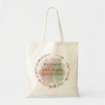 Elegant Floral Mum Quote Watercolor Tote Bag