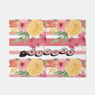 Elegant Floral & Name Bridal Shower Doormat