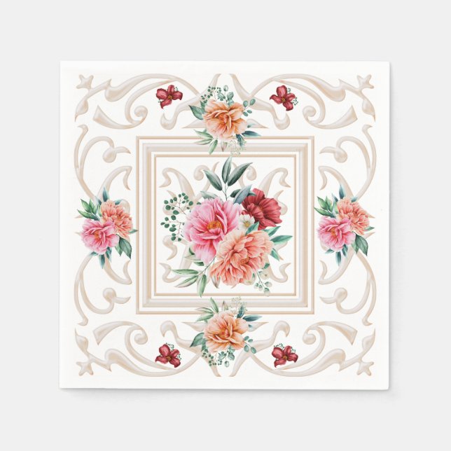 Elegant Floral Napkin (Front)