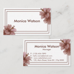 Elegant Floral Natural Modern Soft Blush Pink Cute Business Card