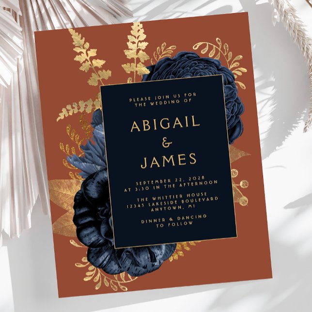 Elegant Floral Navy Blue Rust Gold Wedding (Creator Uploaded)