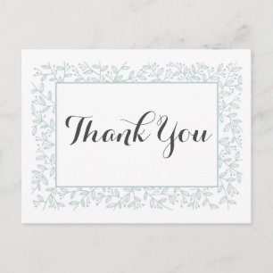 Elegant Floral Navy Blue  Thank you Postcard