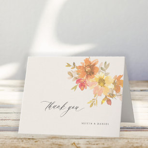 Elegant floral non photo ivory wedding  thank you card