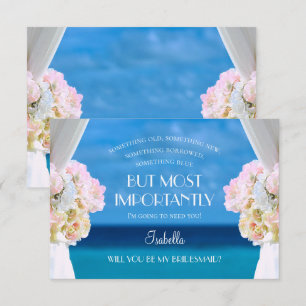 Elegant Floral Ocean Beach Bridesmaid Invitation