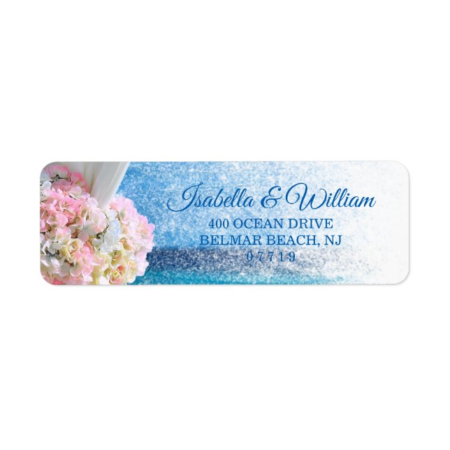 Elegant Floral Ocean Beach Summer Wedding Address (Front)