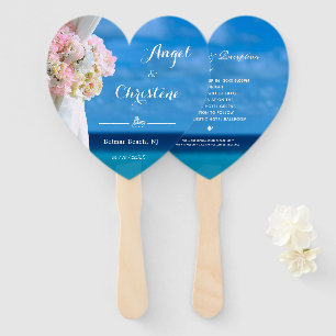 Elegant Floral Ocean Beach Summer Wedding Hand Fan