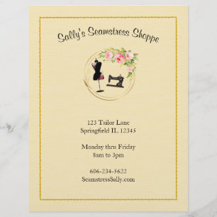 Elegant Floral Old Fashioned Seamstress Tailor Flyer