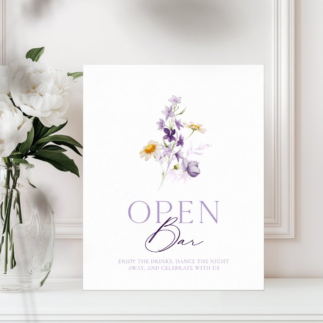 Elegant Floral Open Bar Sign (Creator Uploaded)