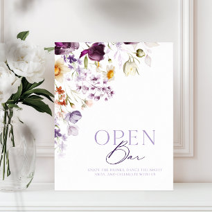 Elegant Floral Open Bar Sign