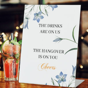 Elegant Floral Open Bar wedding reception Pedestal Sign