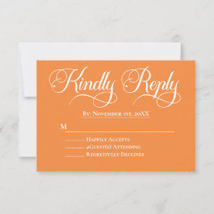 Elegant Floral Orange & Blue Roses Wedding RSVP Card