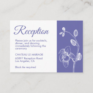 Elegant floral orchids modern periwinkle reception enclosure card
