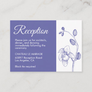Elegant floral orchids modern periwinkle reception enclosure card