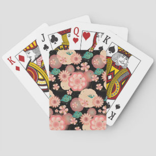 Elegant Floral Ornament Spring Peach Garden Boho Playing Cards