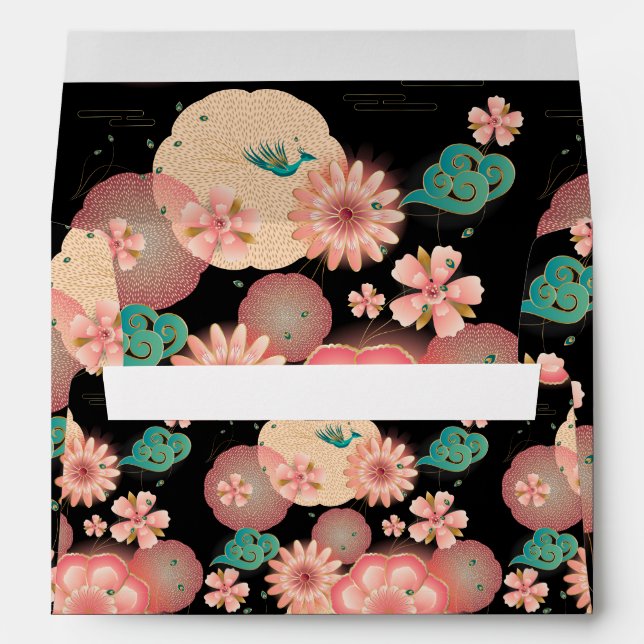 Elegant Floral Ornament, Spring Peach Garden Envelope (Back (Bottom))