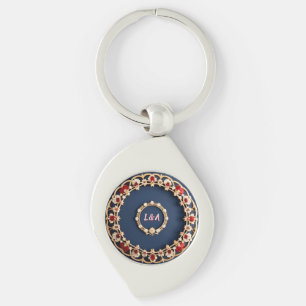 Elegant Floral Ornamental Design Key Ring