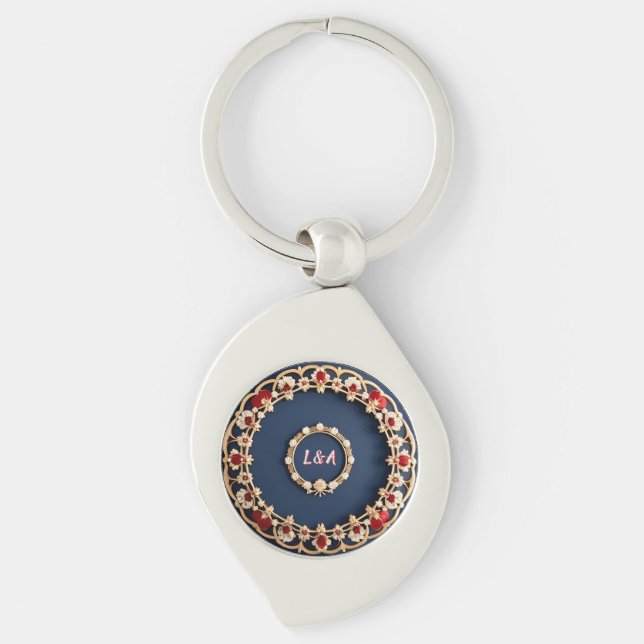 Elegant Floral Ornamental Design Key Ring (Front)