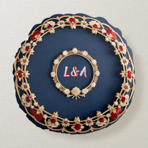 Elegant Floral Ornamental Design Round Cushion