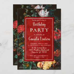 Elegant Floral Painting Birthday Party Invitation