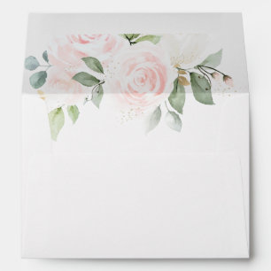 Elegant Floral Pastel Blush Watercolor Gold Envelope