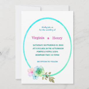 Elegant Floral Pastel Frame Wedding Invitation