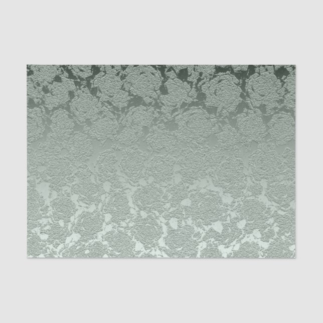 Elegant Floral Pastel Sage Green Pattern Tissue Paper (Front)