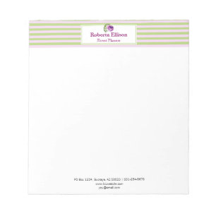 Elegant Floral Pastel Stripes Personalised Notepad