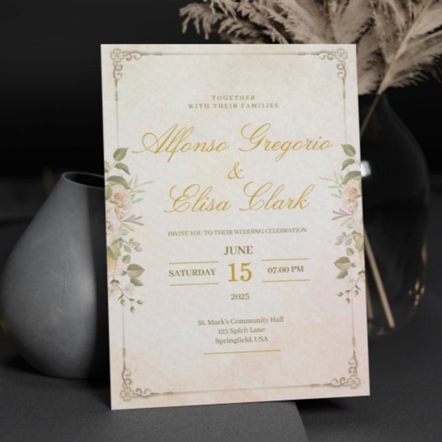 Elegant Floral Pastel Watercolor Boho Wedding  Invitation (Creator Uploaded)