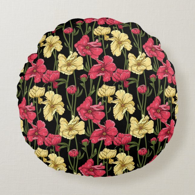 Elegant floral pattern 2 round cushion (Front)