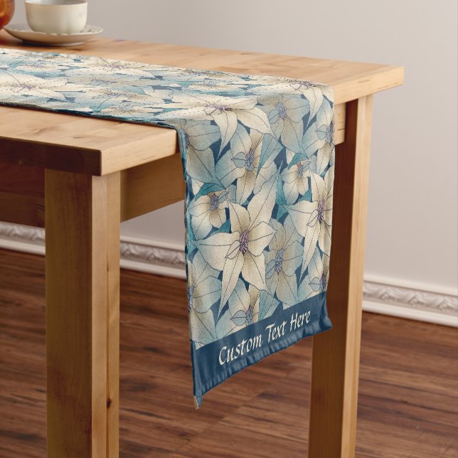 Elegant Floral Pattern Beautiful Romantic Flowers Short Table Runner (In Situ)