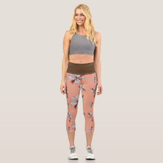 ELEGANT FLORAL PATTERN CAPRI LEGGINGS