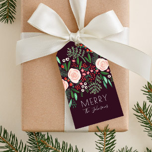 Elegant Floral Pattern Christmas Holiday  Gift Tags
