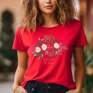 Elegant Floral Pattern Christmas Holiday  T-Shirt