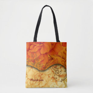 Elegant floral pattern design tote bag