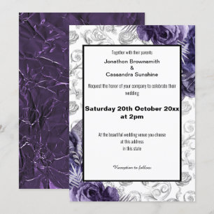 ELEGANT FLORAL PATTERN FOIL METALLIC WEDDING INVITATION