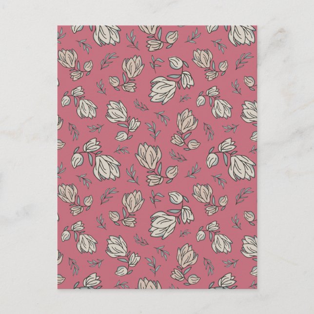 Elegant Floral Pattern Holiday Postcard (Front)