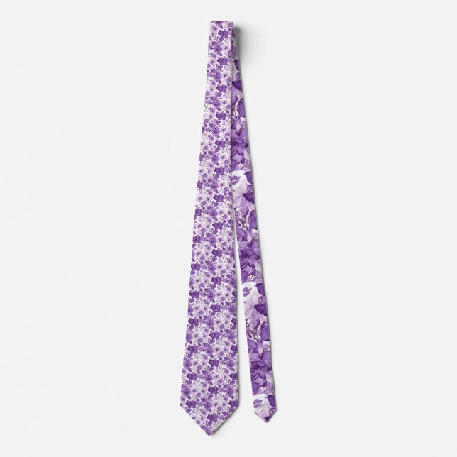 Elegant floral pattern in purple tones tie (Front)