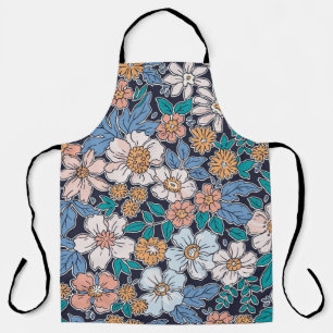 Elegant floral pattern in small hand draw flower.  apron