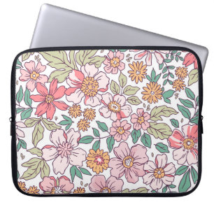 Elegant floral pattern in small hand draw flower.  laptop sleeve