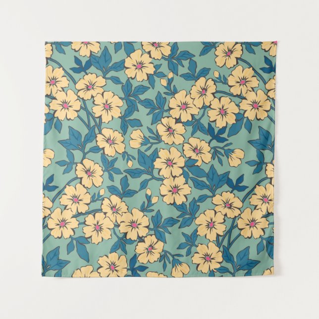 Elegant floral pattern in small hand draw flower.  tapestry (Front)
